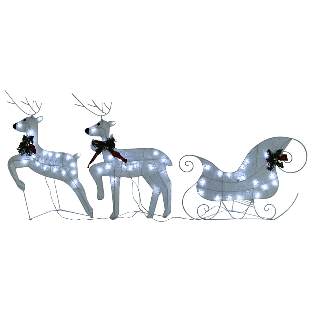Reindeer with Sleigh Christmas Decoration 60 LEDs Outdoor White