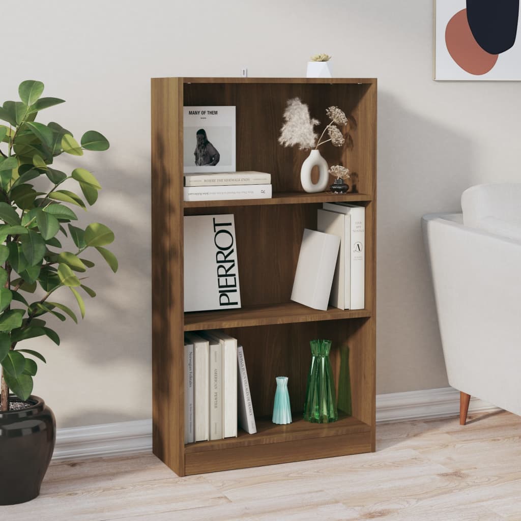 Bookcase brown oak 60x24x109 cm wood material