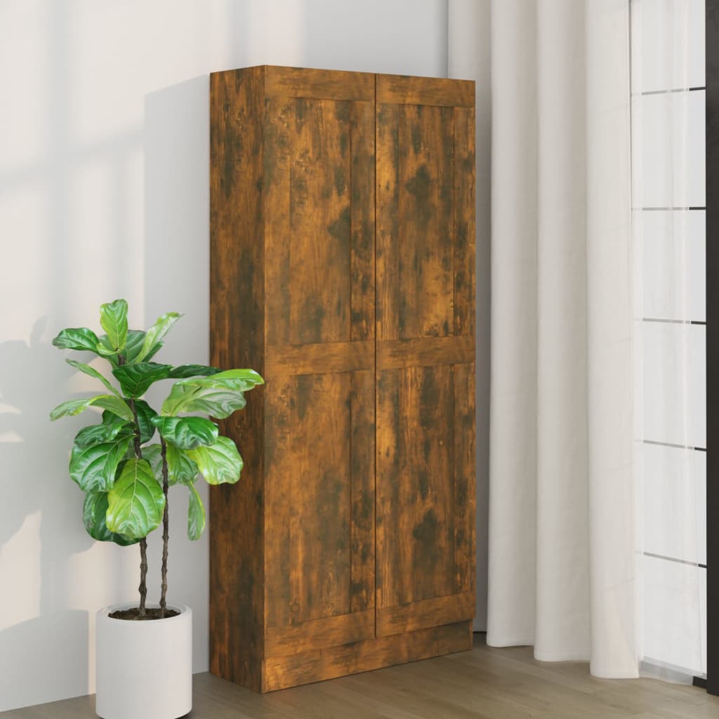 Bathroom cabinet smoked oak 82.5x30.5x185.5 cm wood material