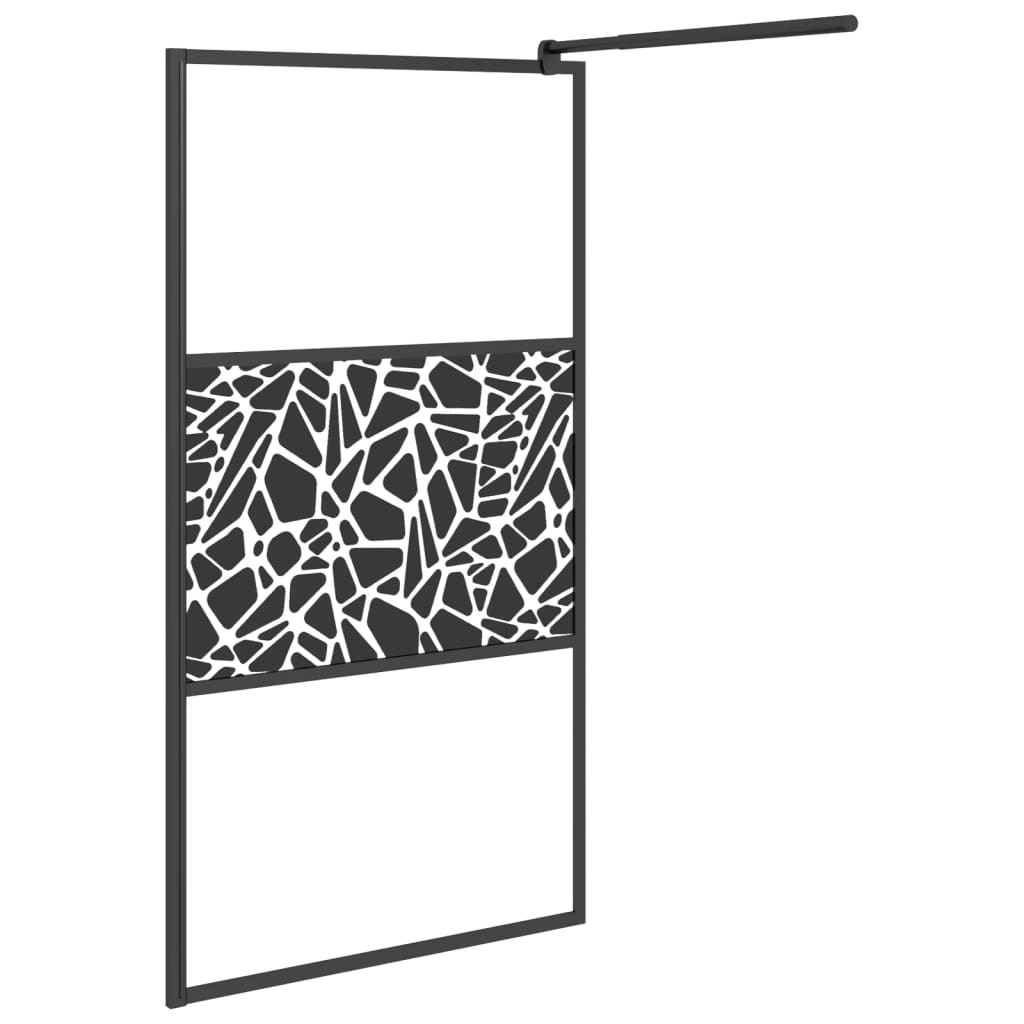 Shower screen for walk-in shower 100x195cm ESG stone design black