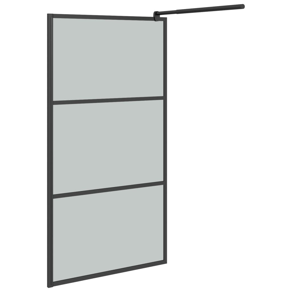 Shower screen for walk-in shower 100x195 cm dark toughened glass black