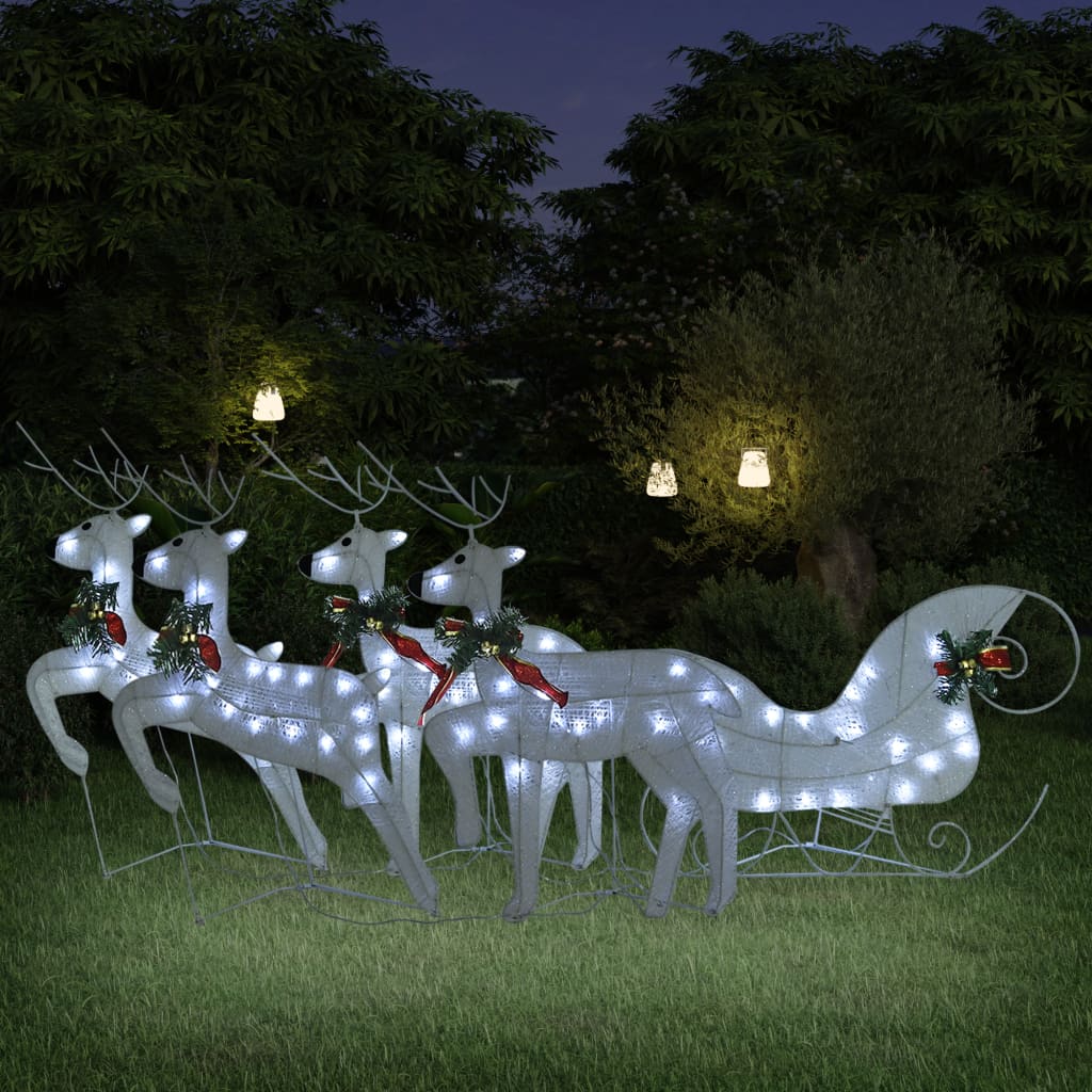 Christmas Decoration Reindeer &amp; Sleigh 100 LEDs Outdoor White