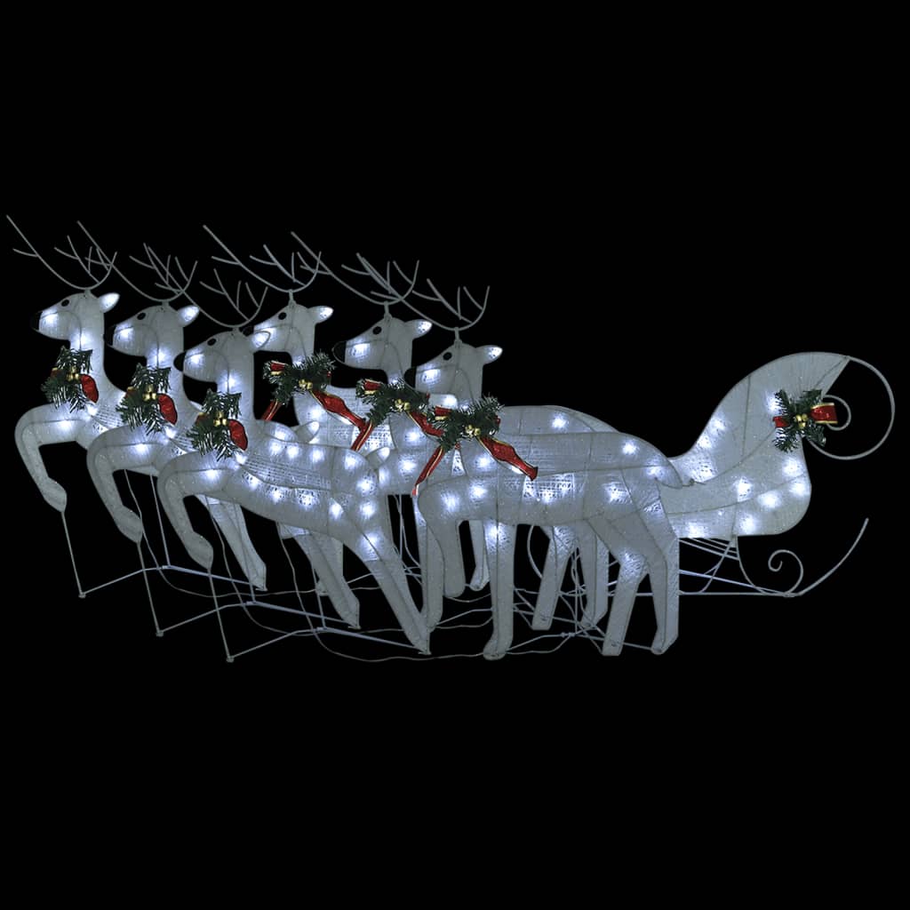Christmas Decoration Reindeer &amp; Sleigh 140 LEDs Outdoor White