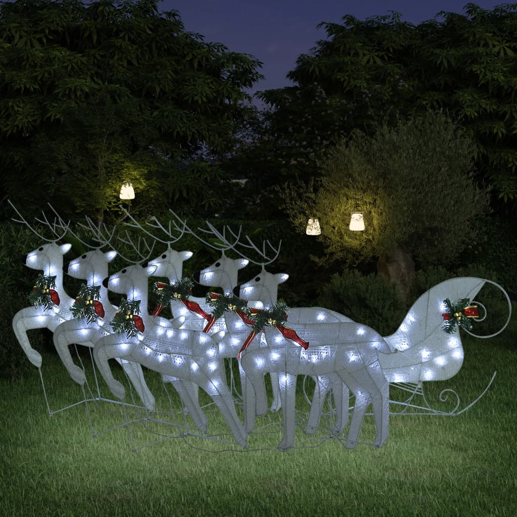Christmas Decoration Reindeer &amp; Sleigh 140 LEDs Outdoor White