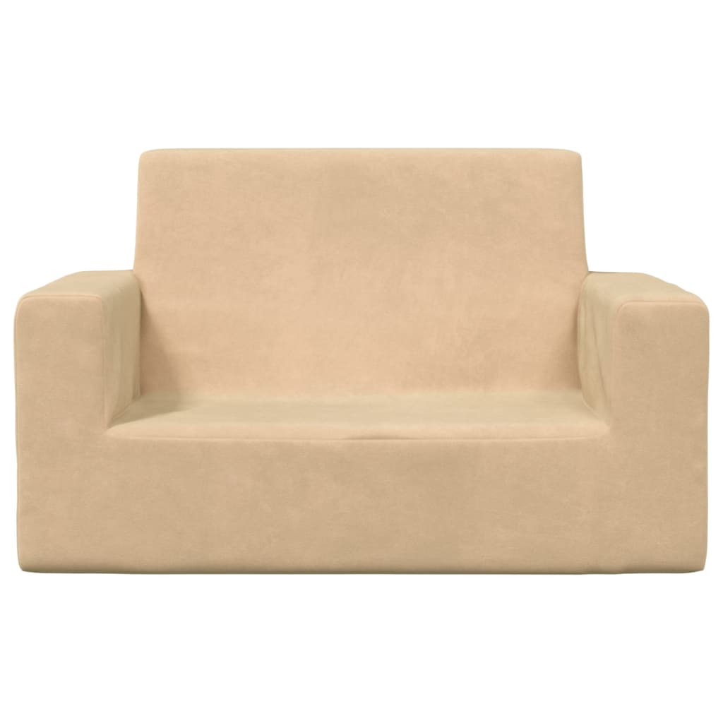 Children's sofa 2-seater cream soft plush
