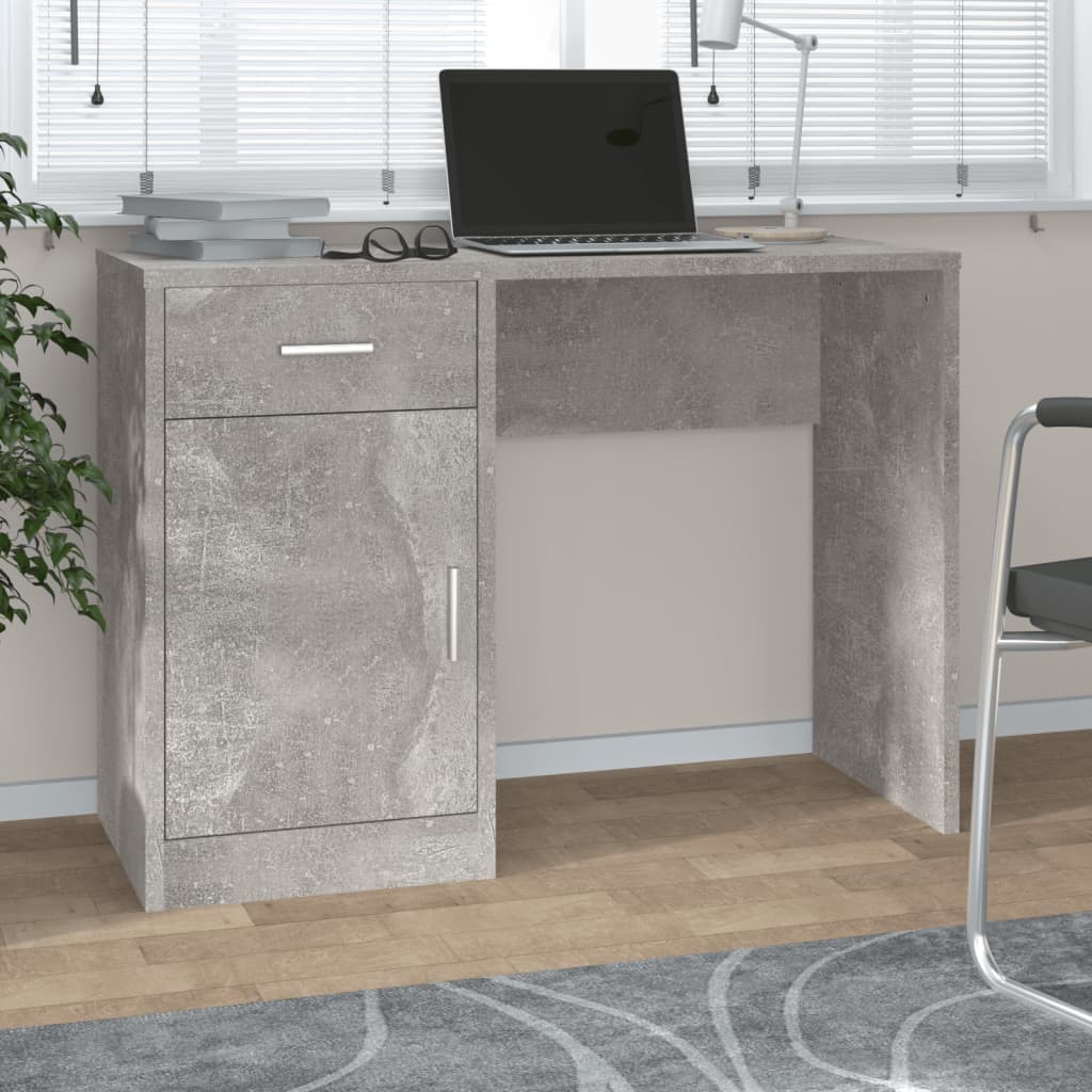 Schreibtisch mit Stauraum Betongrau 100x40x73 cm Holzwerkstoff