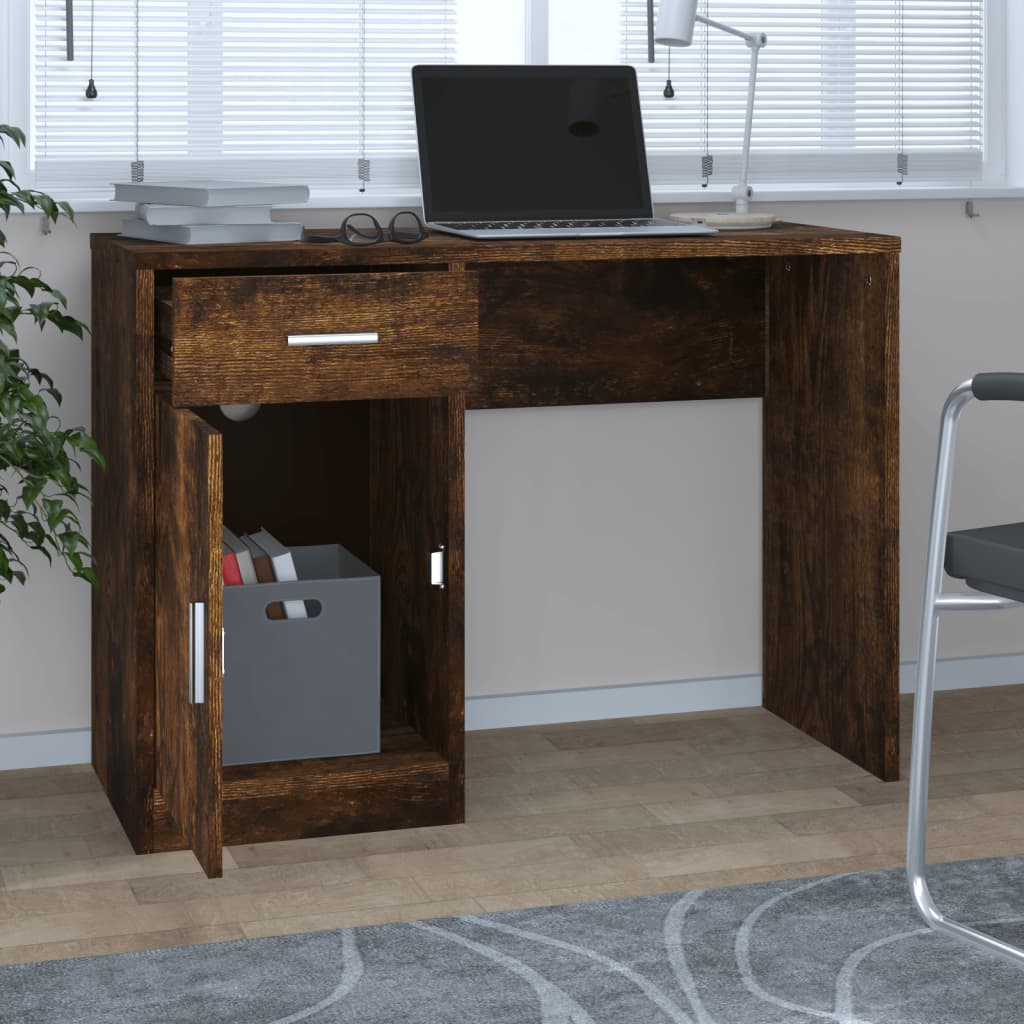 Desk with storage space smoked oak 100x40x73 cm