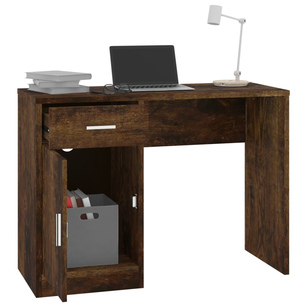 Desk with storage space smoked oak 100x40x73 cm