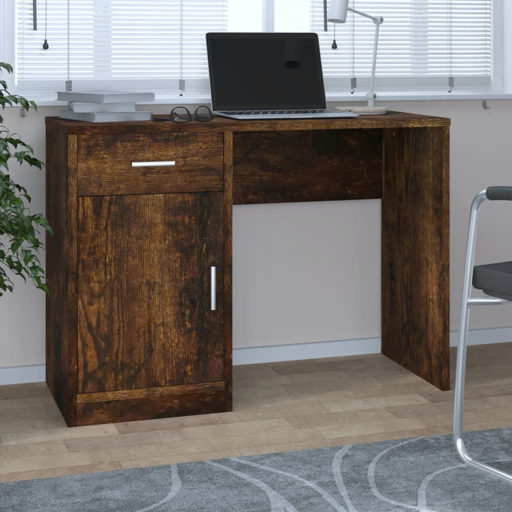Schreibtisch mit Stauraum Räuchereiche 100x40x73 cm