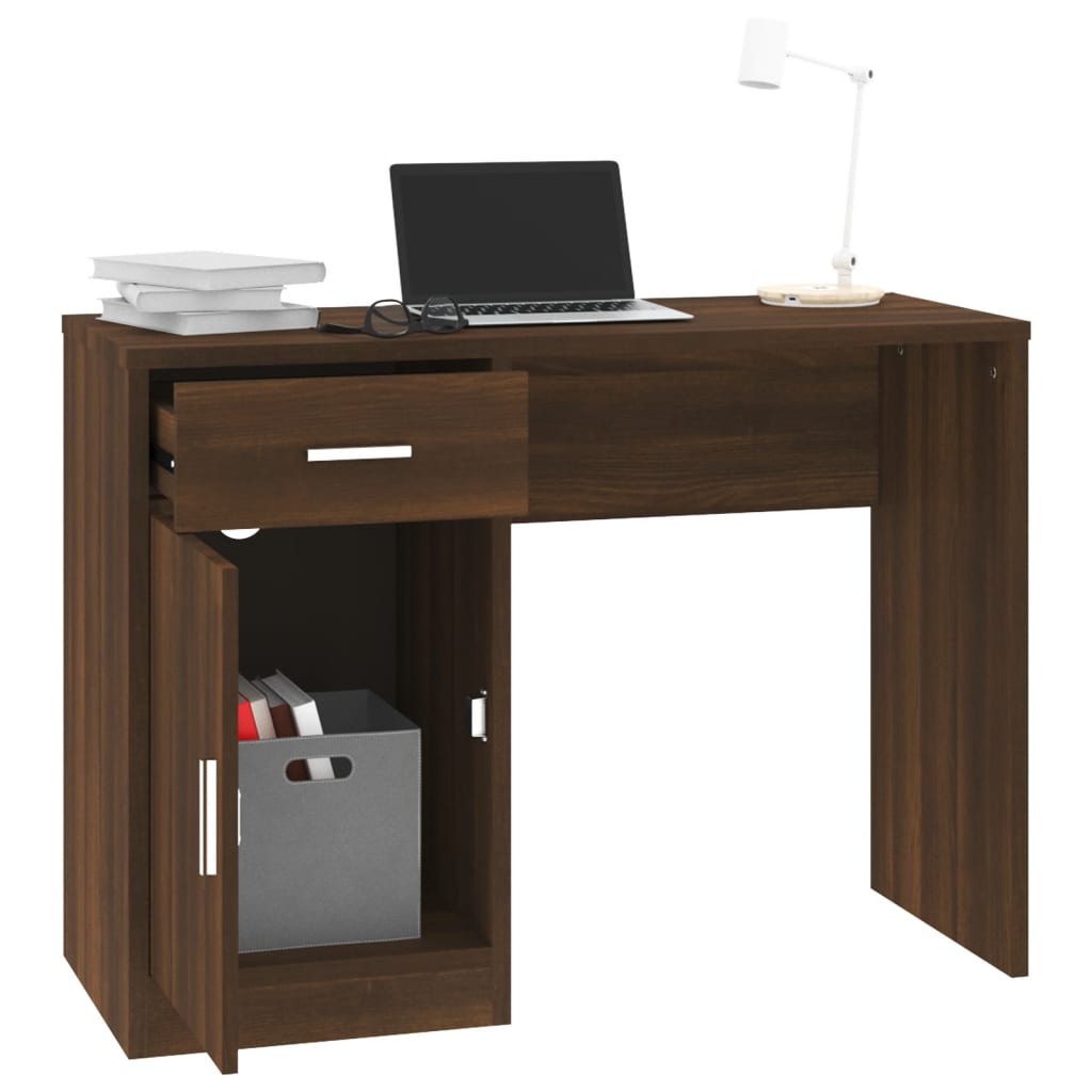 Schreibtisch mit Stauraum Braun Eichen-Optik 100x40x73 cm