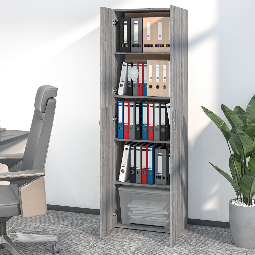 Gray Sonoma office cabinet 60x32x190 cm made of wood