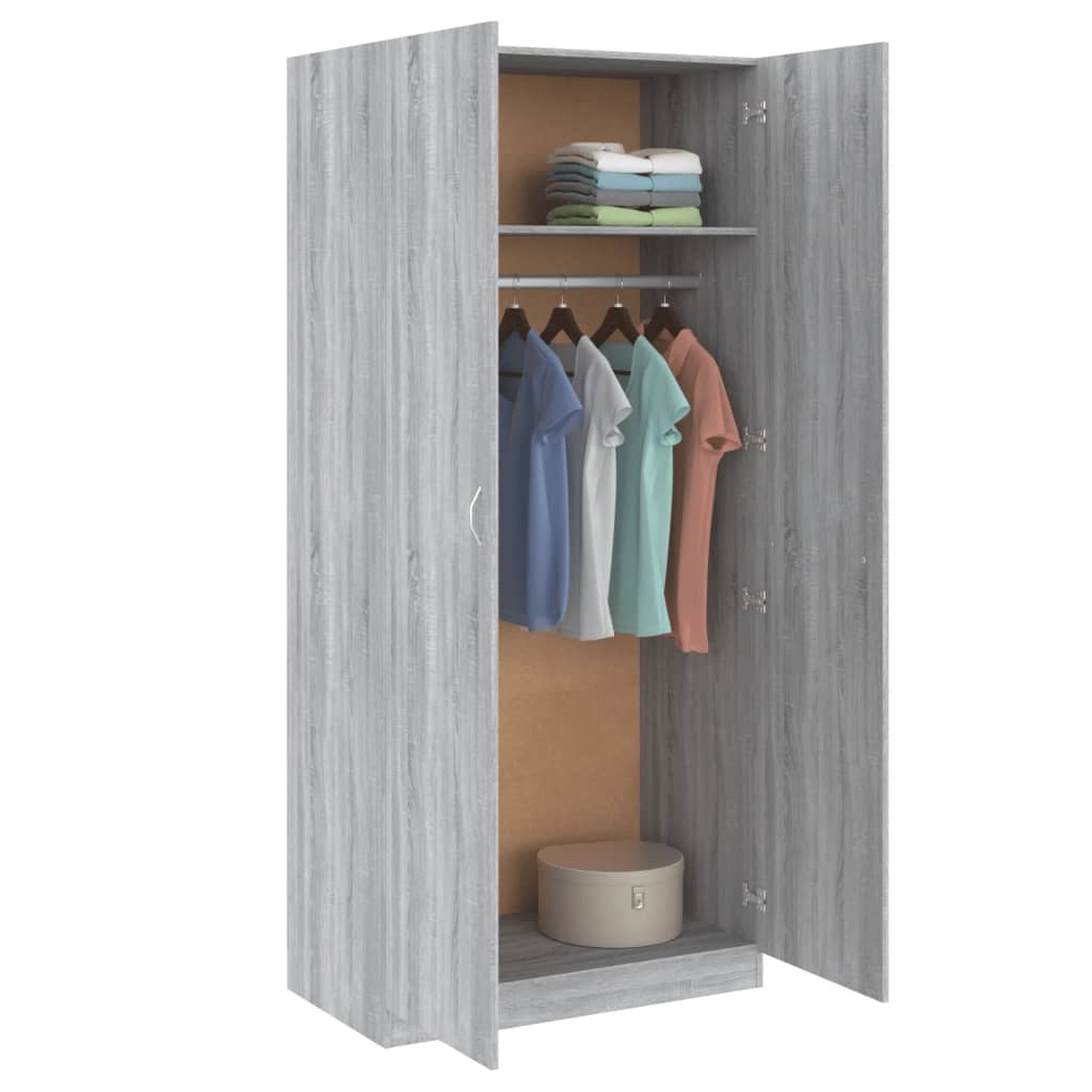 Gray Sonoma wardrobe 90x52x200 cm made of wood