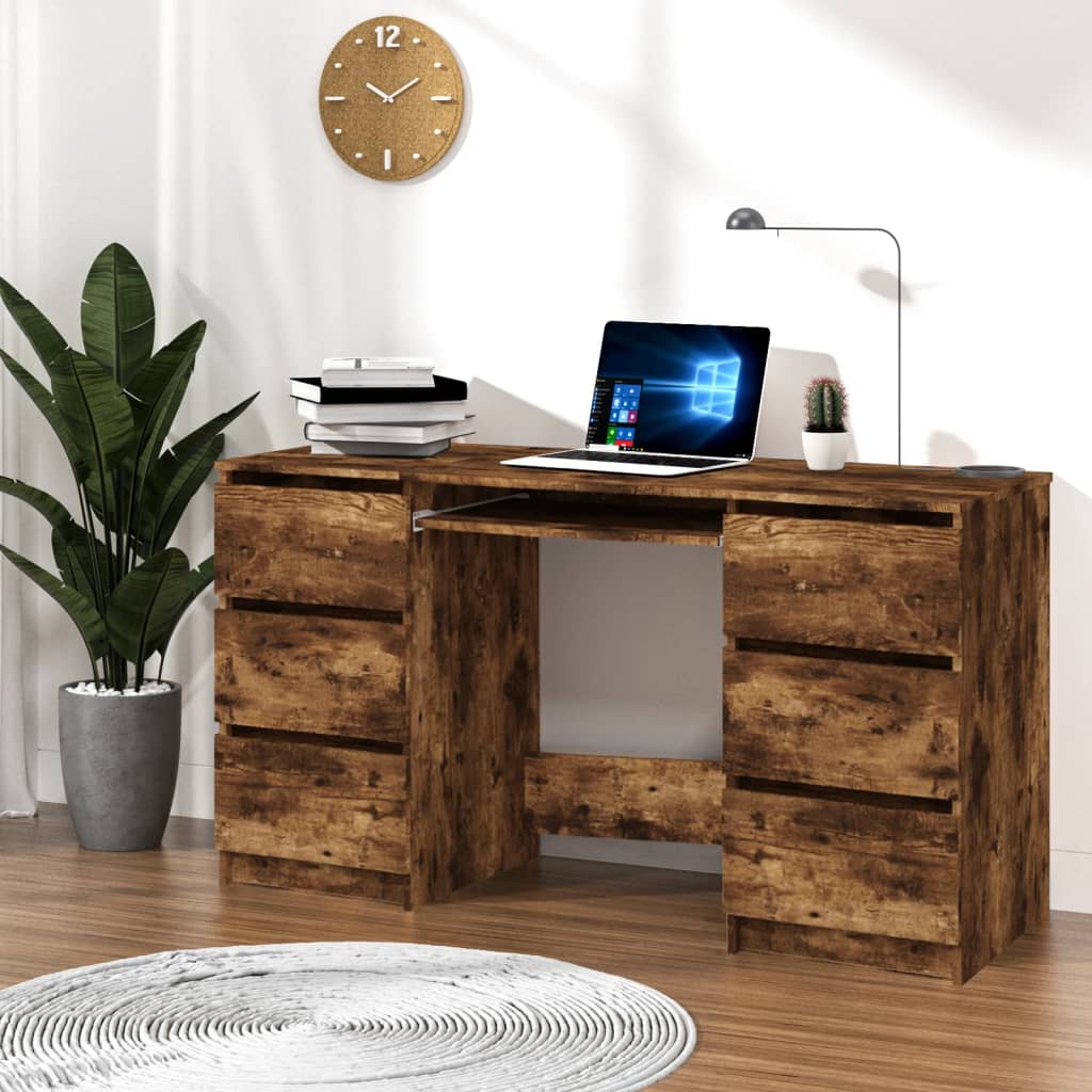 Desk smoked oak 140x50x77 cm wood material