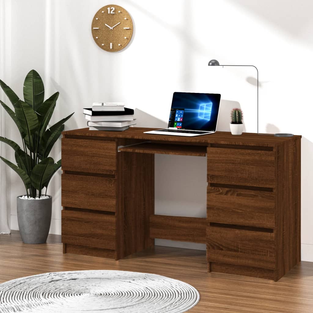 Schreibtisch Braun Eichen-Optik 140x50x77 cm Holzwerkstoff
