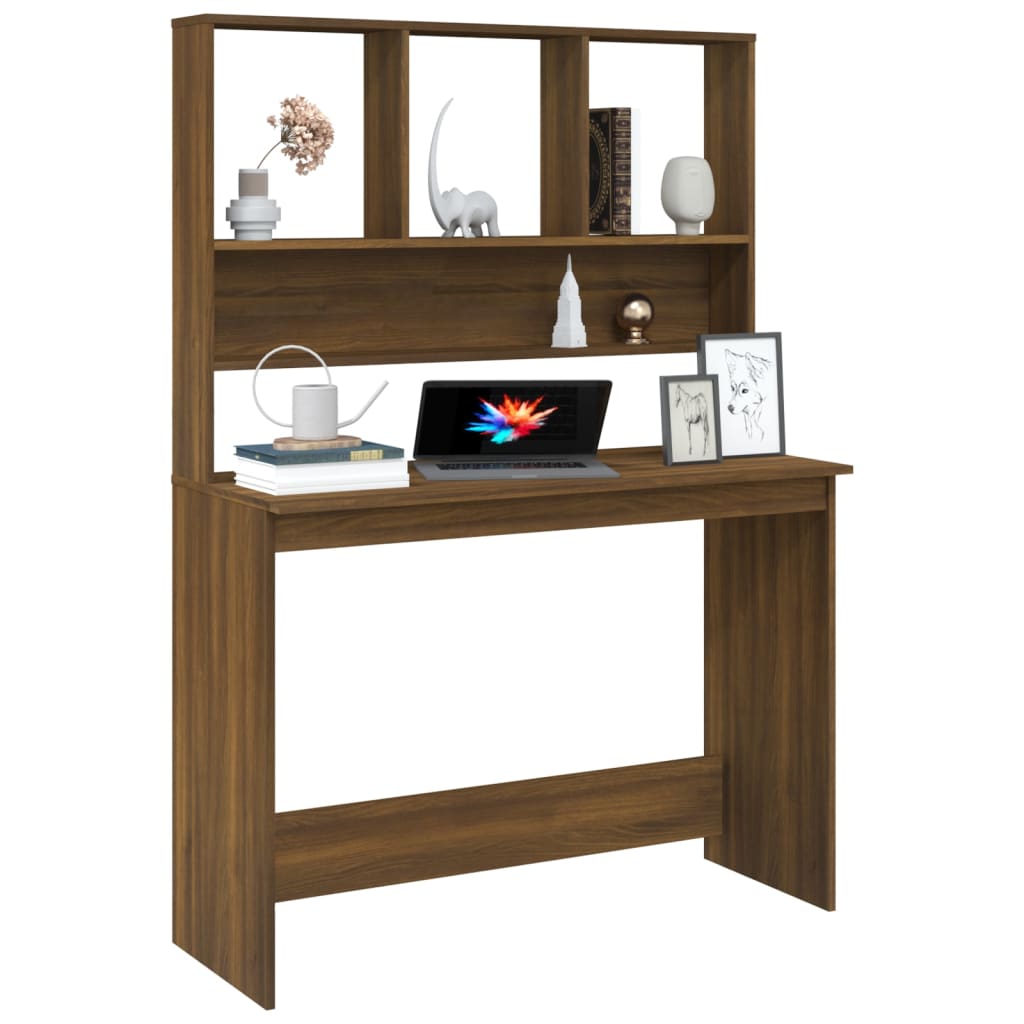 Schreibtisch mit Regal Braun Eiche 110x45x157 cm Holzwerkstoff