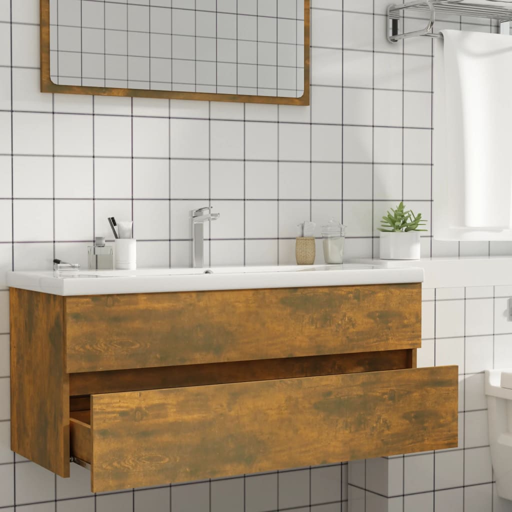 Sink cabinet smoked oak 100x38.5x45 cm wood material
