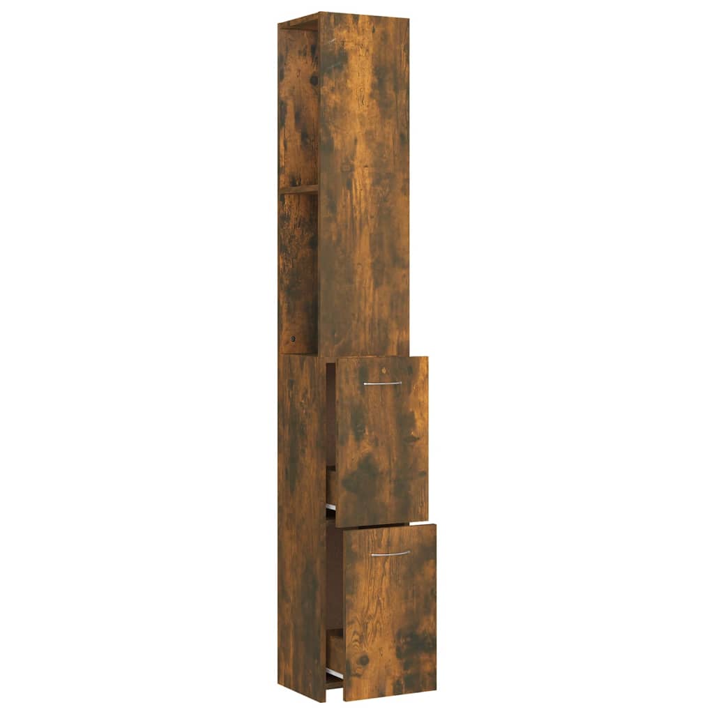 Badezimmerschrank Räuchereiche 25x25x170 cm Holzwerkstoff