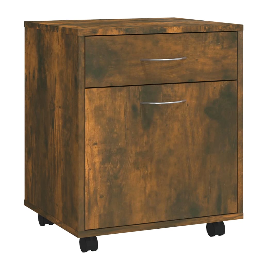 Rolling cabinet smoked oak 45x38x54 cm made of wood material