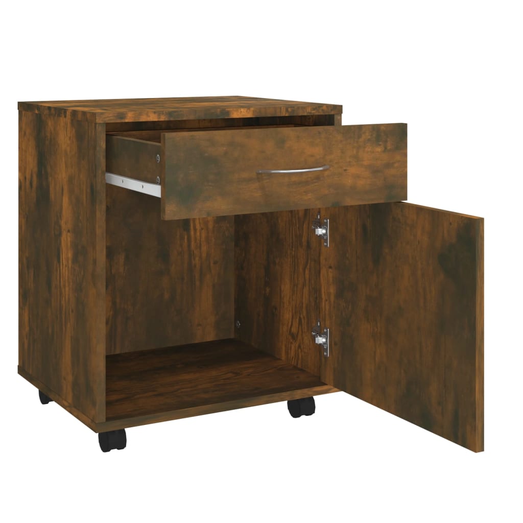 Rolling cabinet smoked oak 45x38x54 cm made of wood material