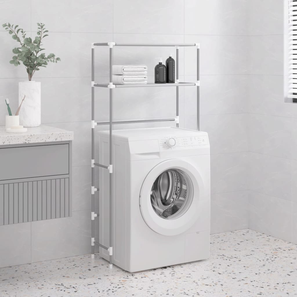 Washing machine shelf 2 shelves gray 69x28x143 cm iron
