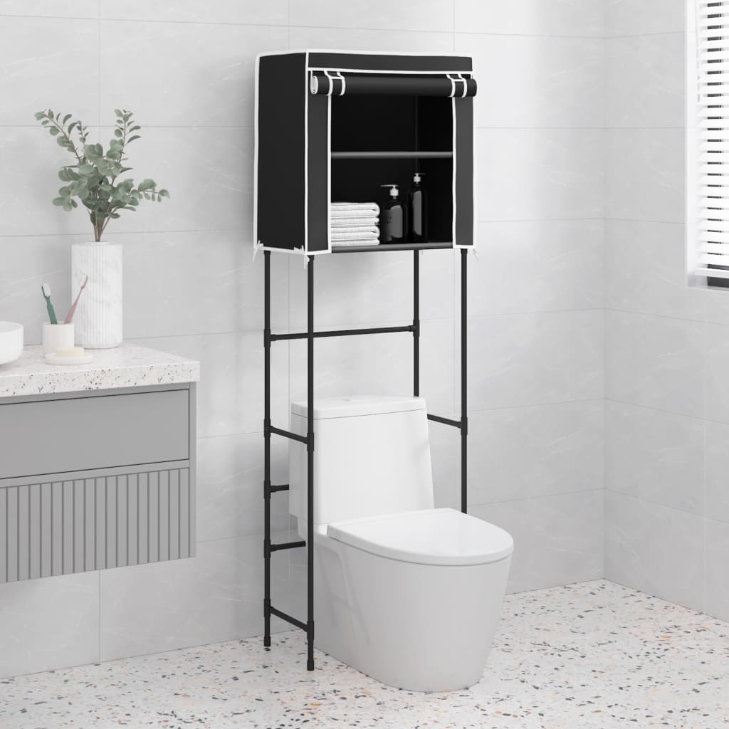 Toilet shelf 2 shelves black 56x30x170 cm iron