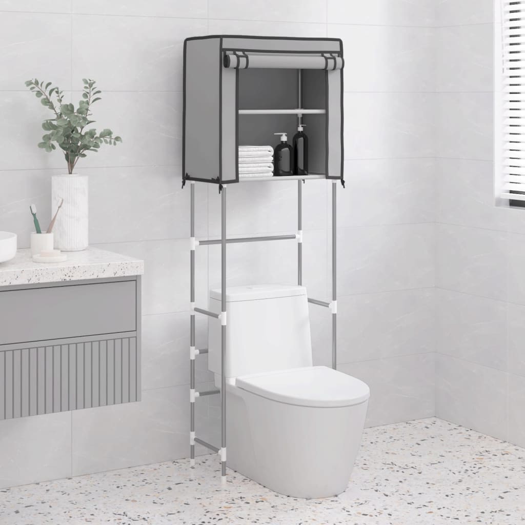 Toilet shelf 2 shelves gray 56x30x170 cm iron