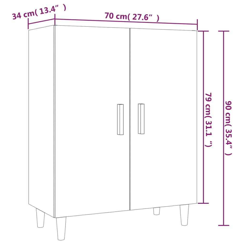 Sideboard Braun Eichen-Optik 70x34x90 cm Holzwerkstoff