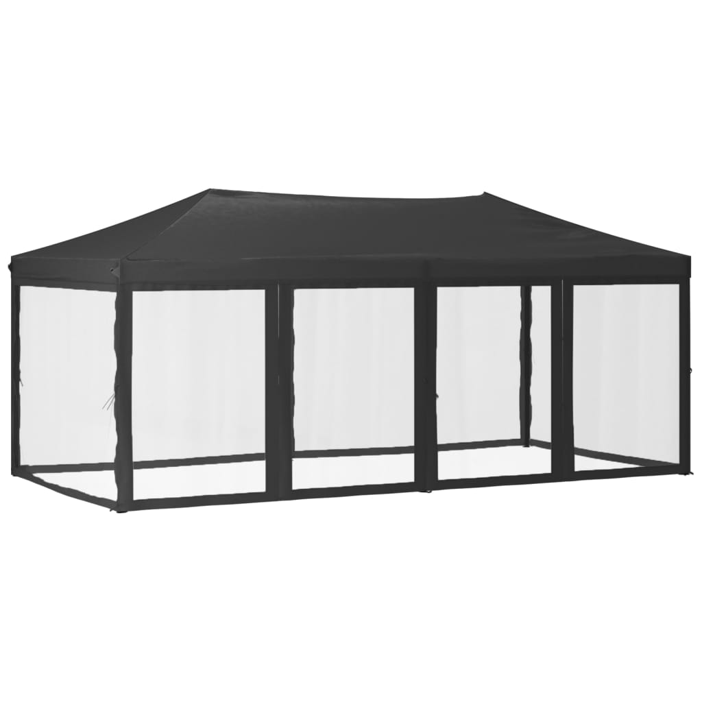 Party tent foldable with side walls anthracite 3x6 m