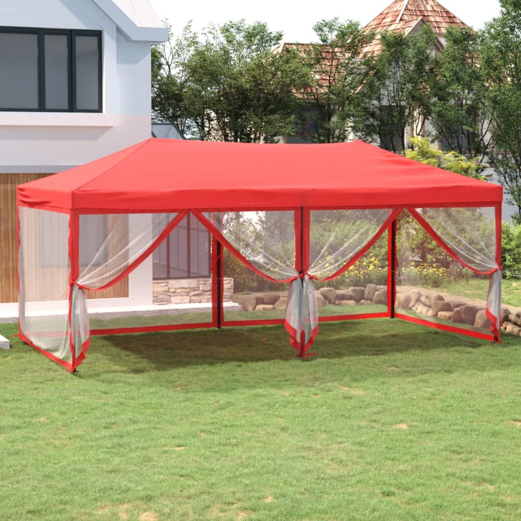 Party tent foldable with side walls red 3x6 m