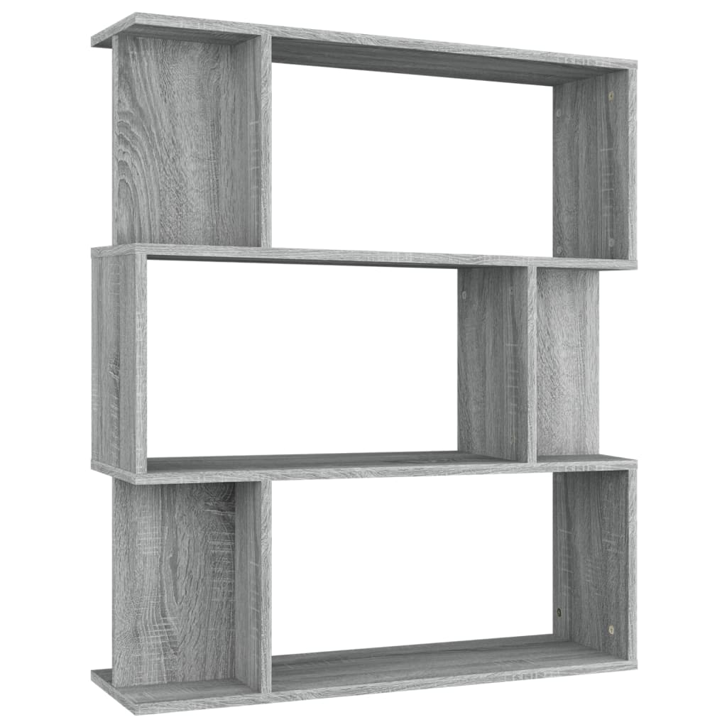 Bookcase/room divider gray Sonoma 80x24x96 cm wood material