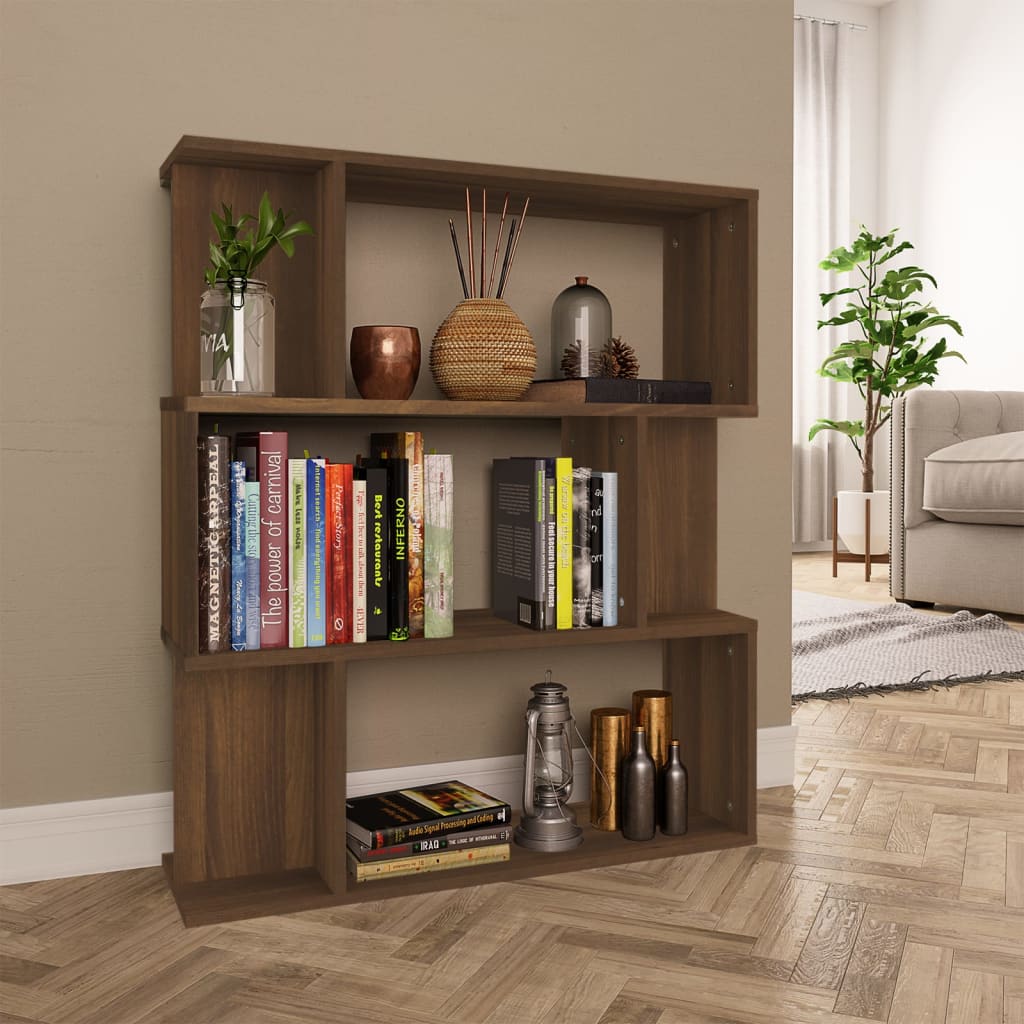 Bookcase/room divider brown oak 80x24x96 cm wood material