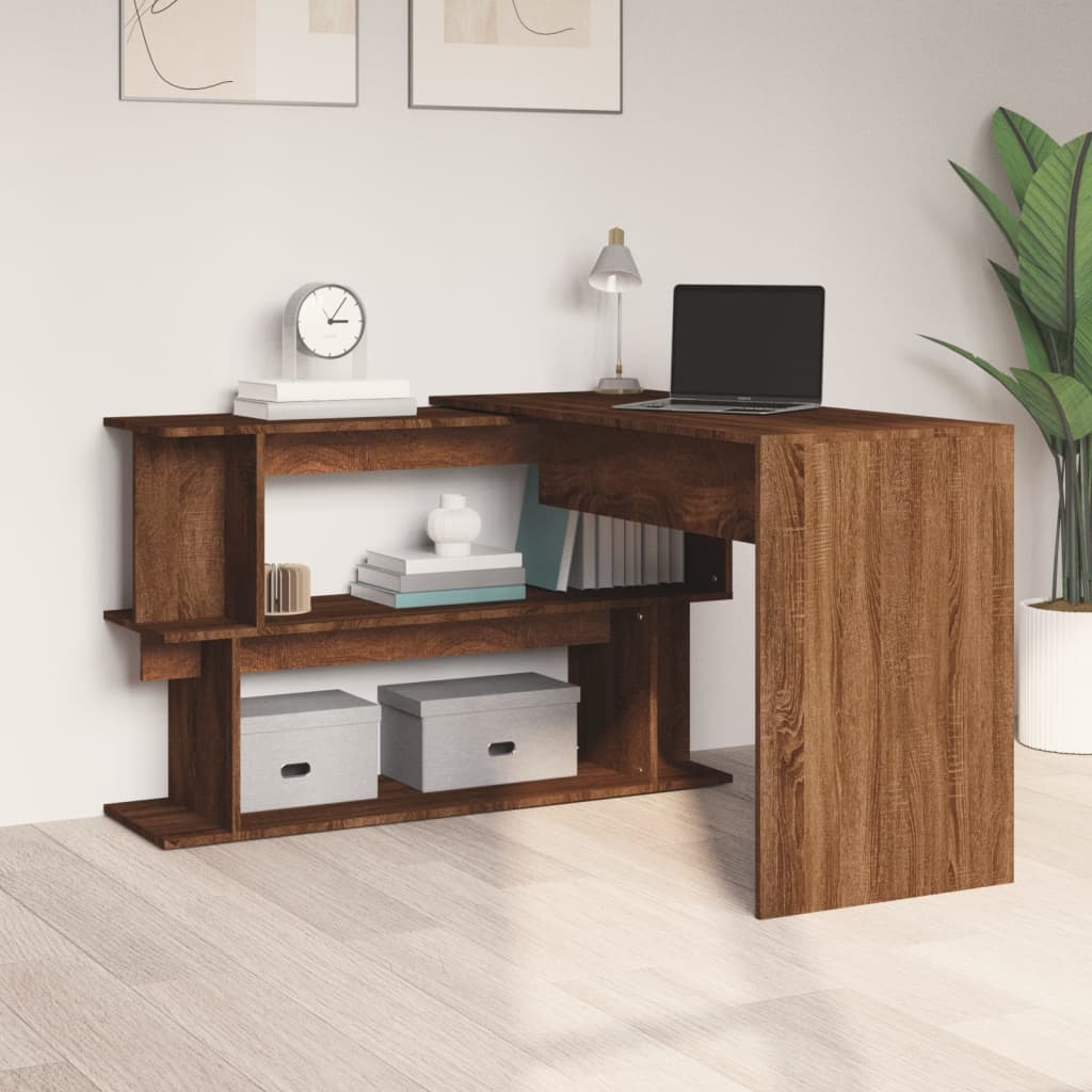 Corner desk brown oak look 200x50x76 cm wood material