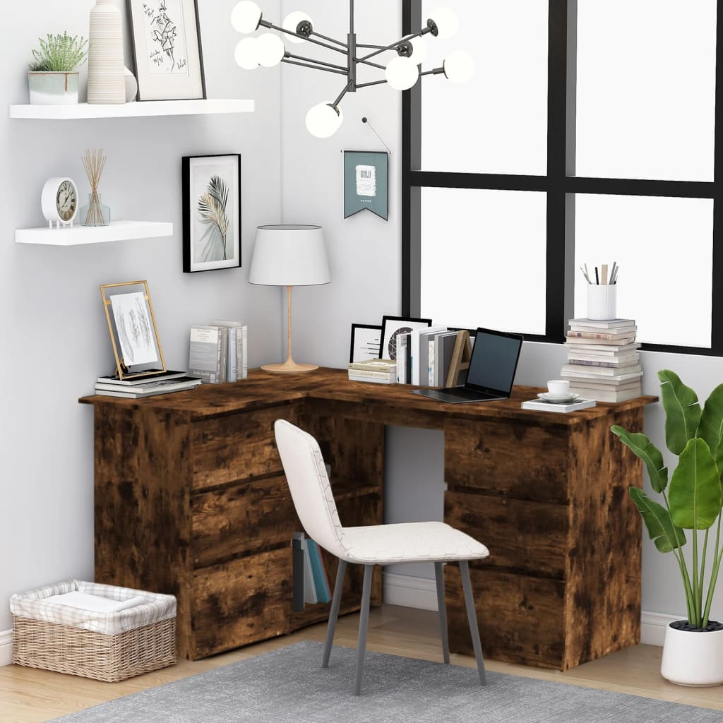 Corner desk smoked oak 145x100x76 cm wood material