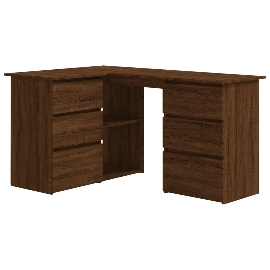 Corner desk brown oak look 145x100x76 cm wood material