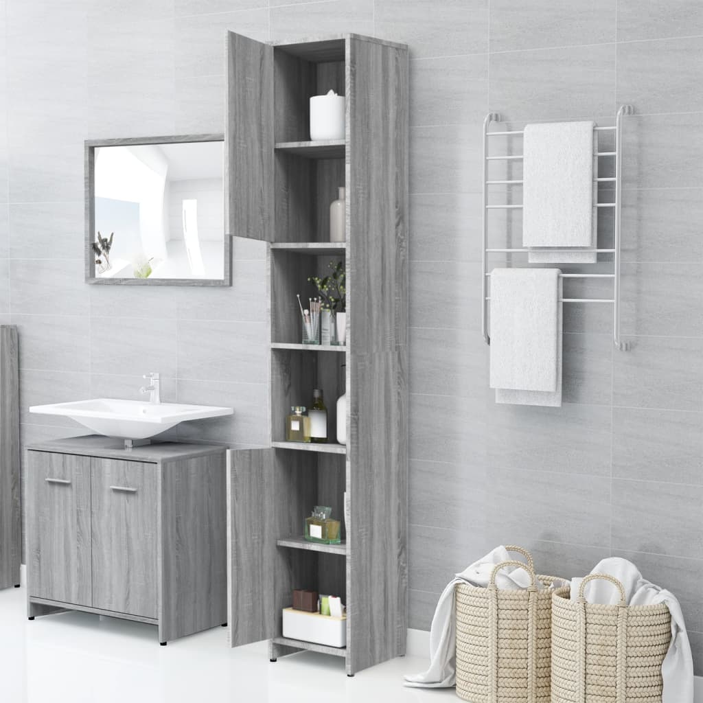 Bathroom cabinet gray Sonoma 30x30x183.5 cm made of wood