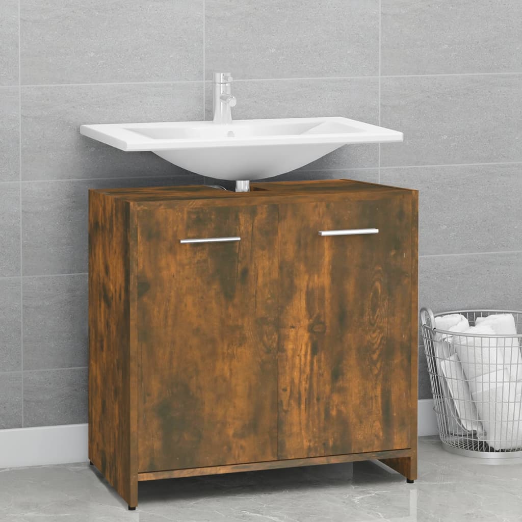Bathroom cabinet smoked oak 60x33x60 cm made of wood