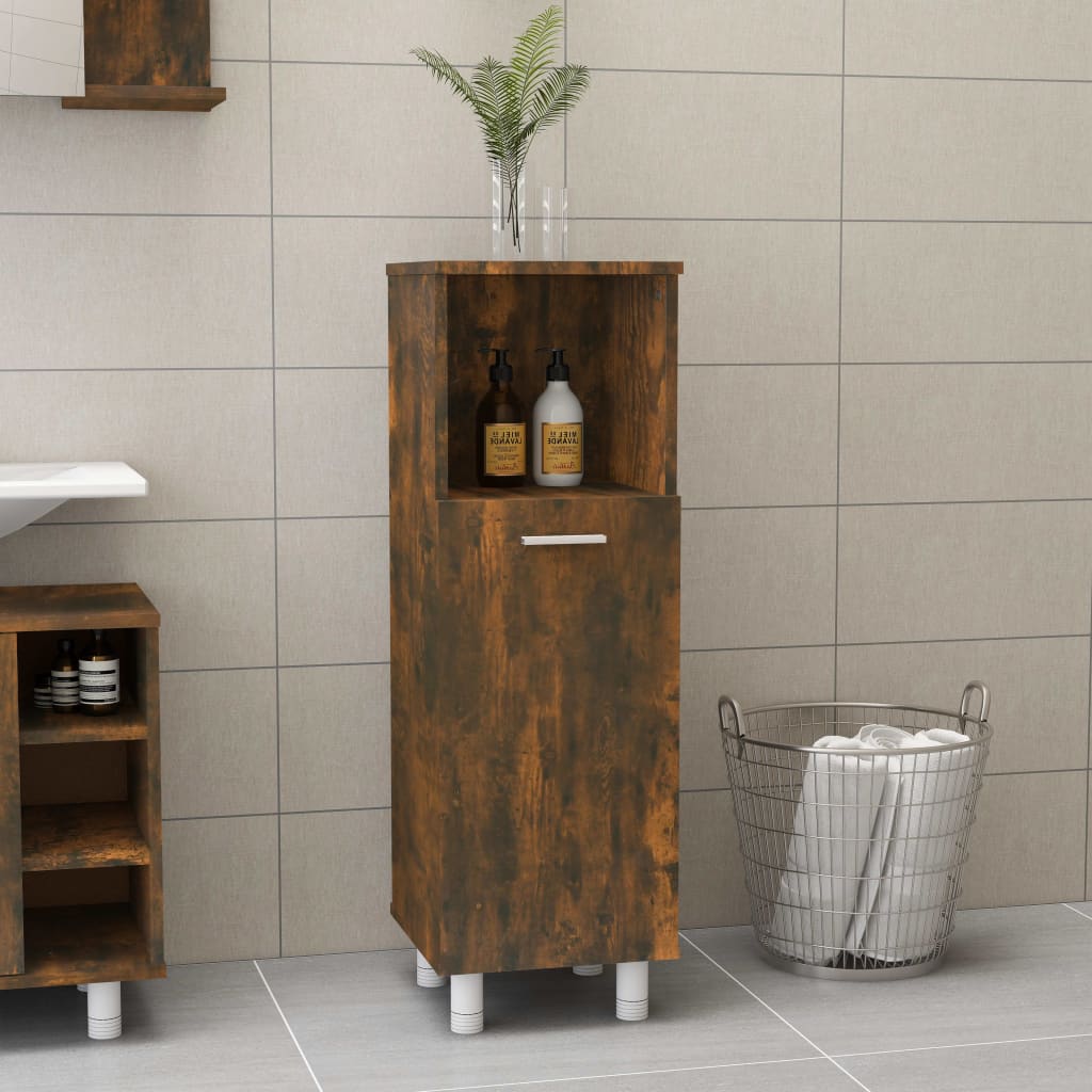 Bathroom cabinet smoked oak 30x30x95 cm made of wood