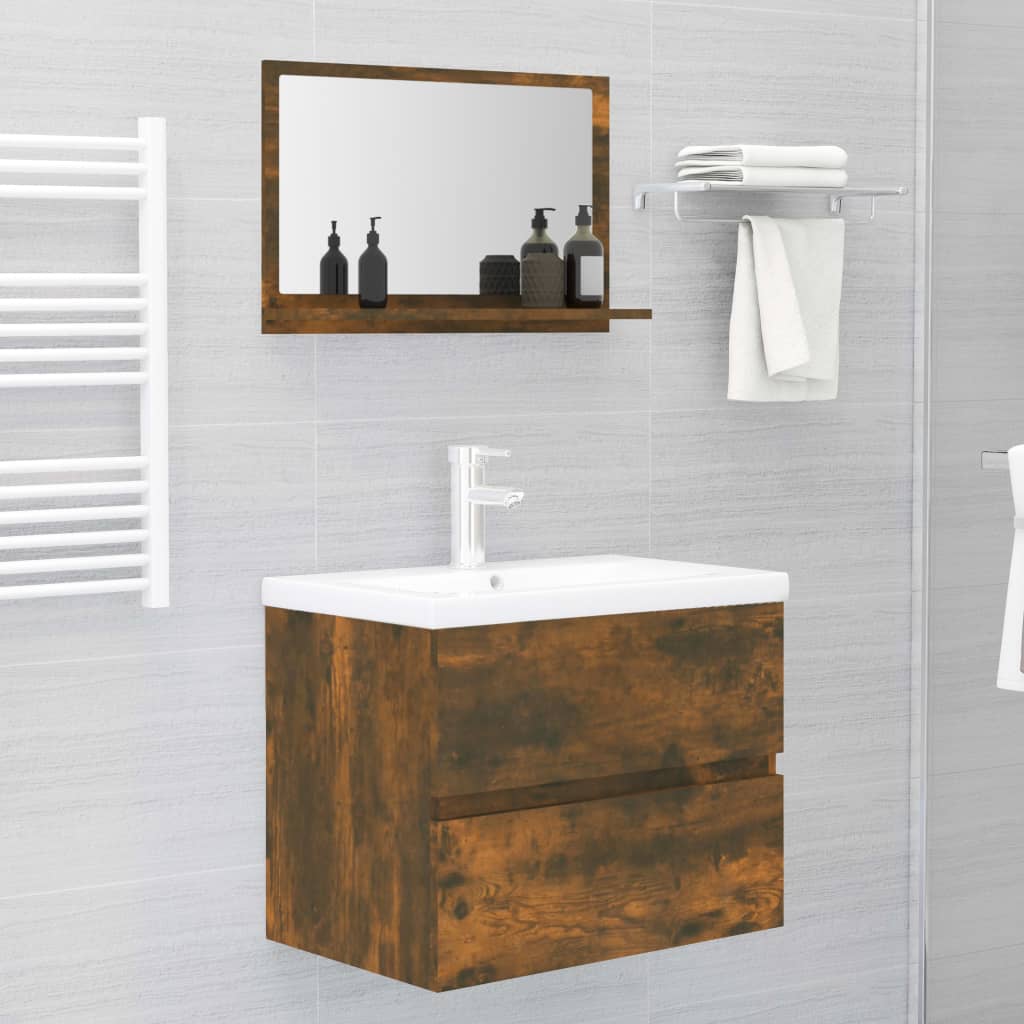 Bathroom mirror smoked oak 60x10.5x37 cm made of wood