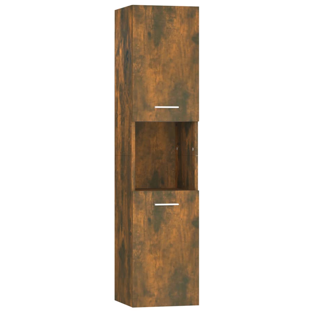 Bathroom cabinet smoked oak 30x30x130 cm wood material