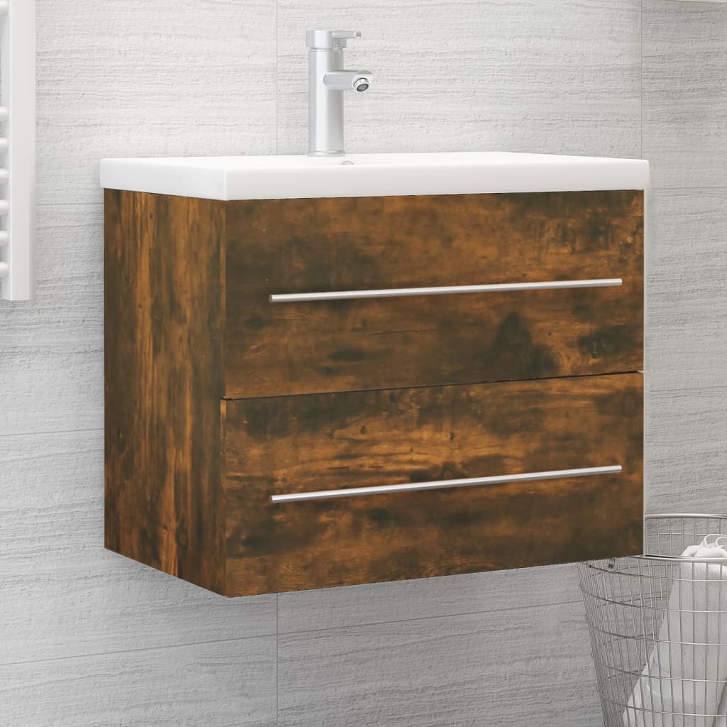 Sink cabinet smoked oak 60x38.5x48 cm made of wood