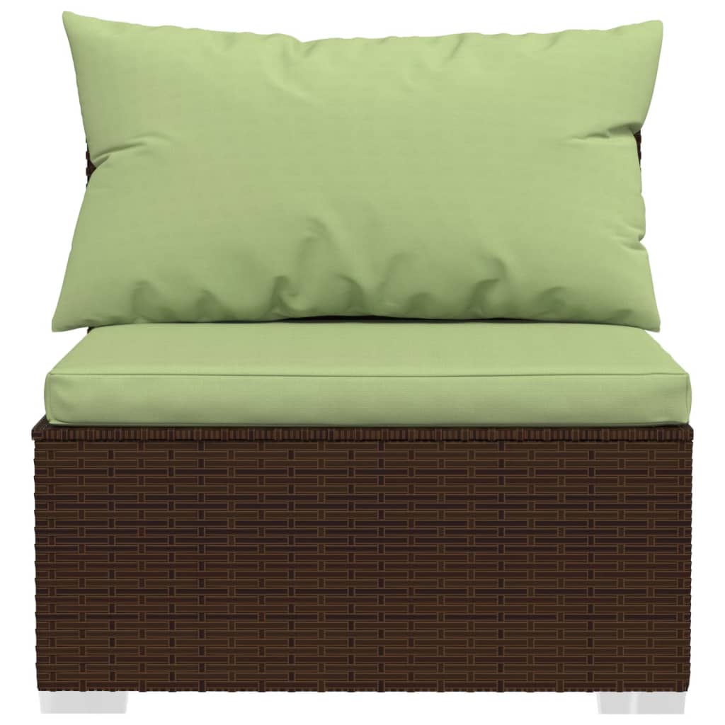 5-tlg. Garten-Lounge-Set mit Kissen Poly Rattan Braun