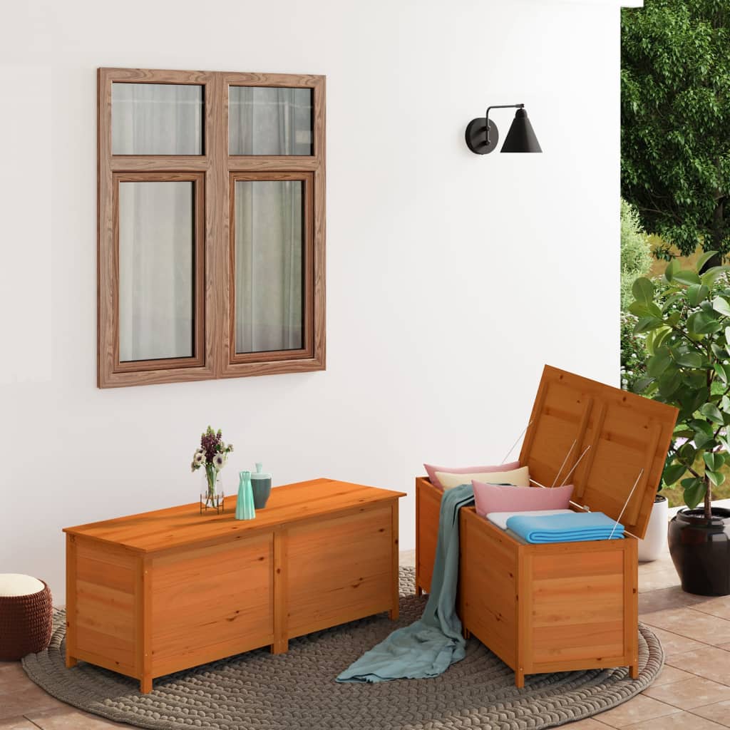 Outdoor cushion box brown 200x50x56 cm solid fir wood