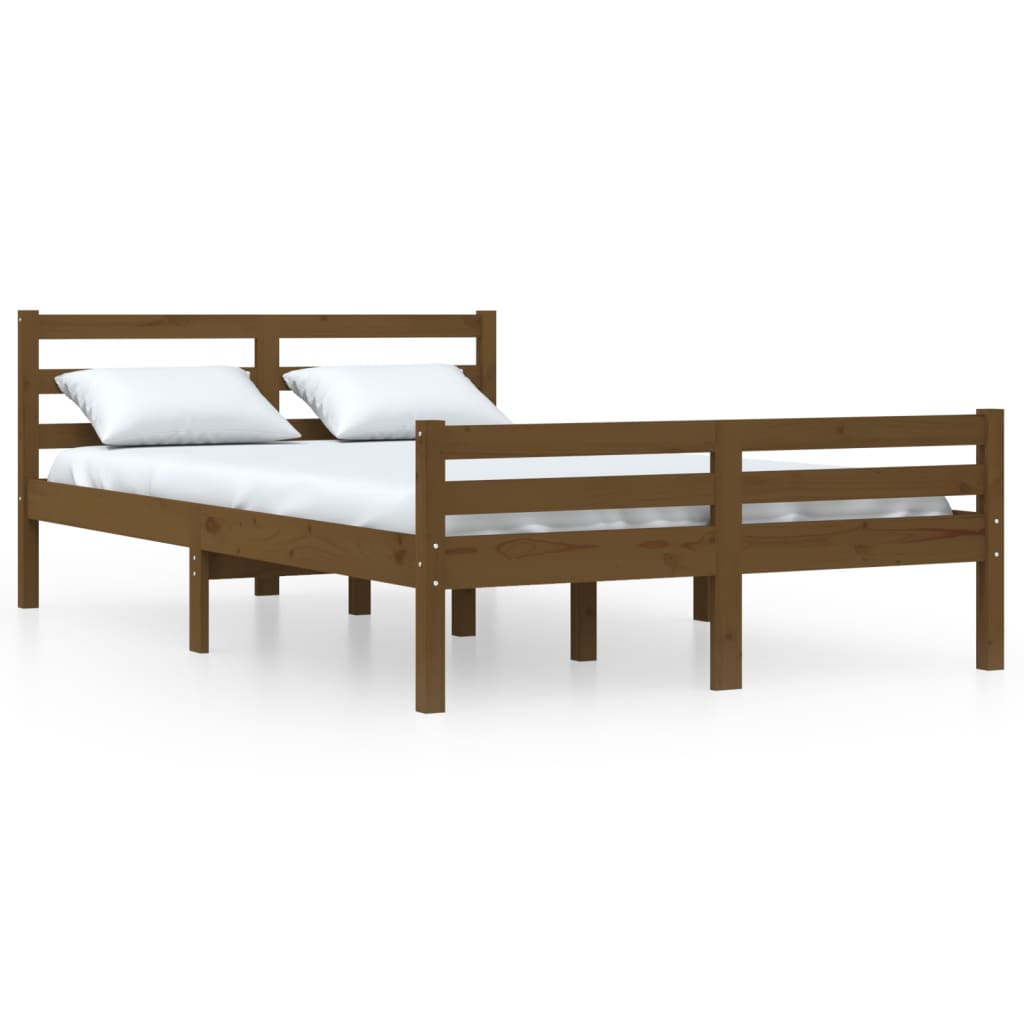 Solid wood bed honey brown 140x200 cm