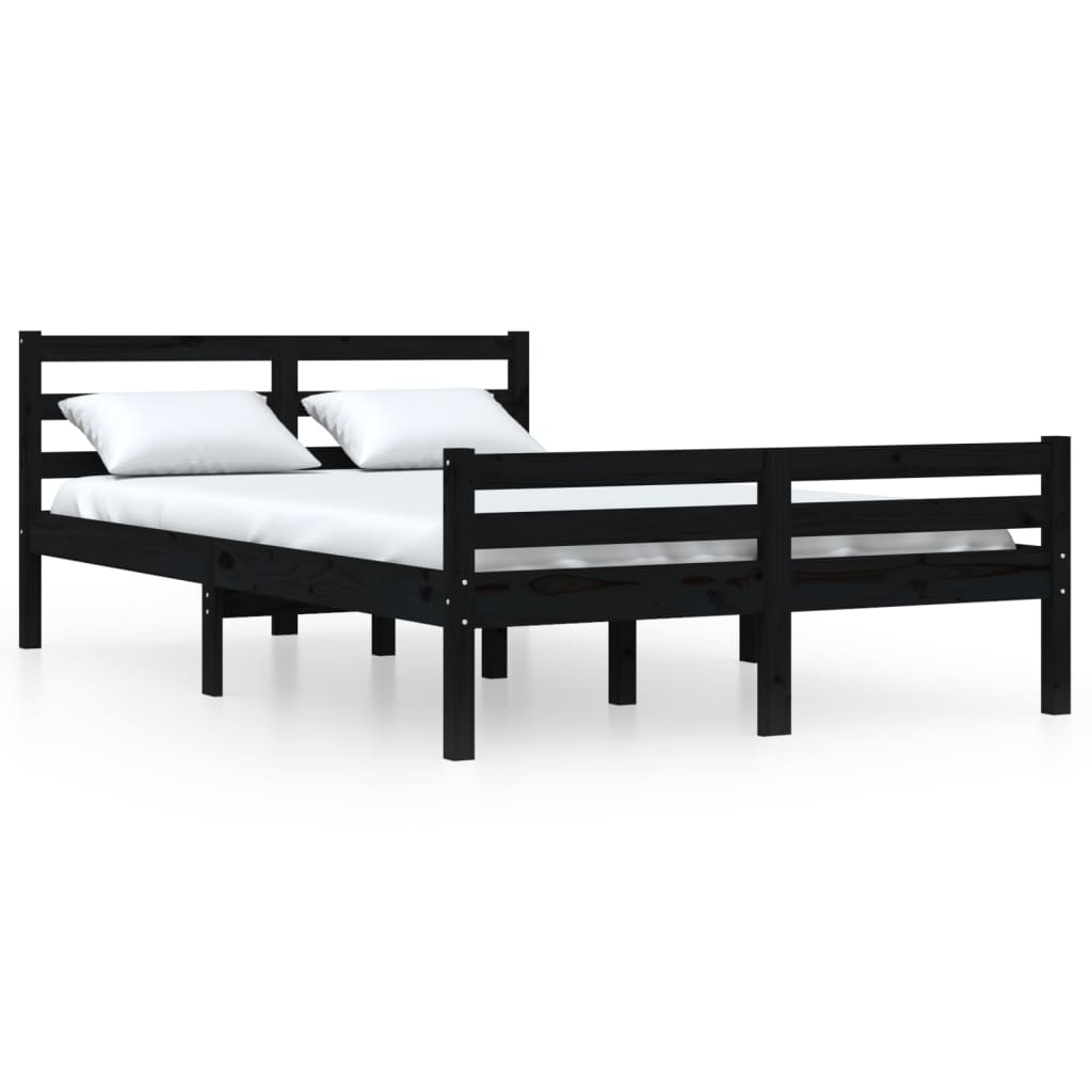 Solid wood bed black 140x200 cm