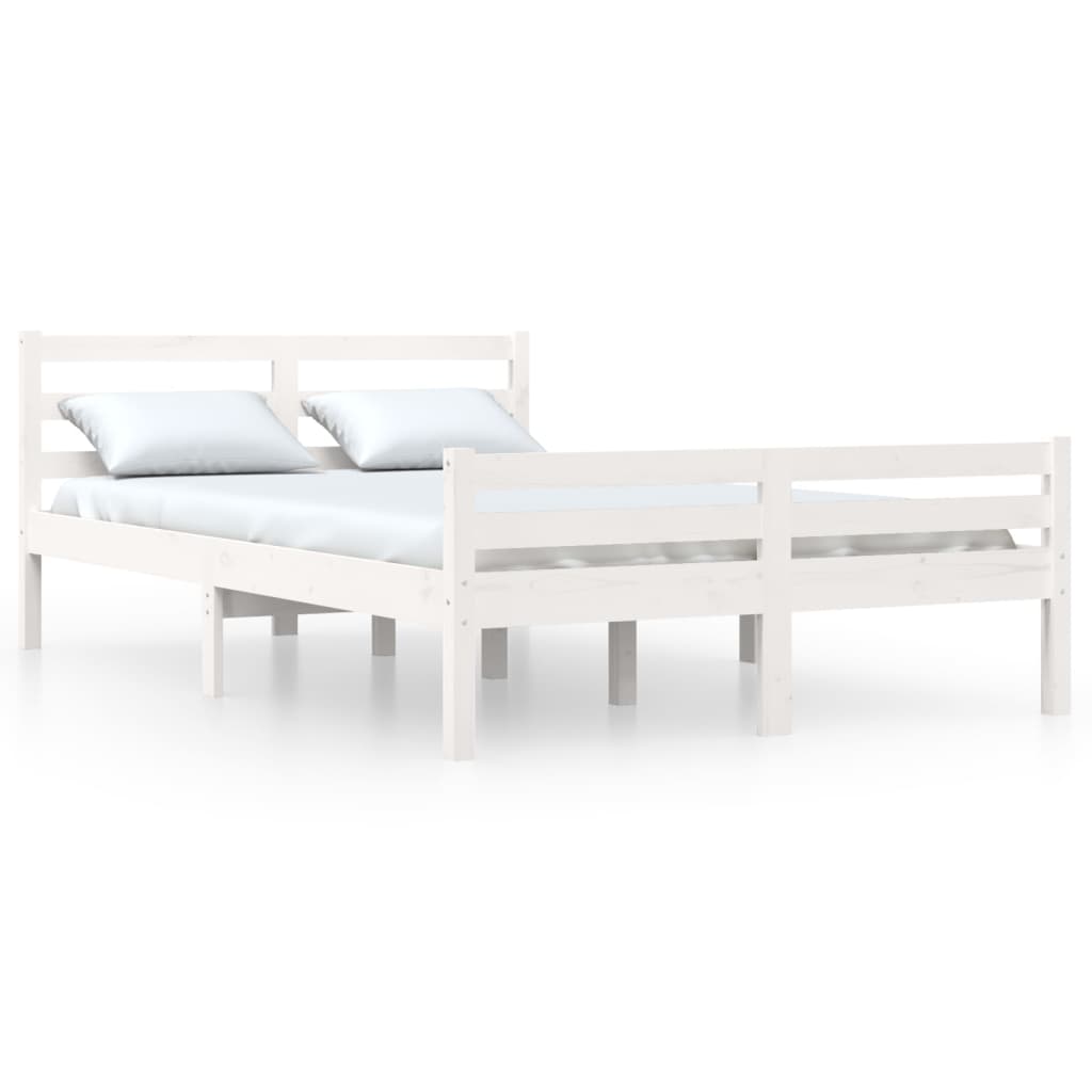 Solid Wood Bed White 150x200 cm 5FT King Size