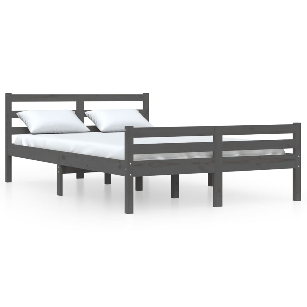 Solid Wood Bed Gray 150x200 cm 5FT King Size