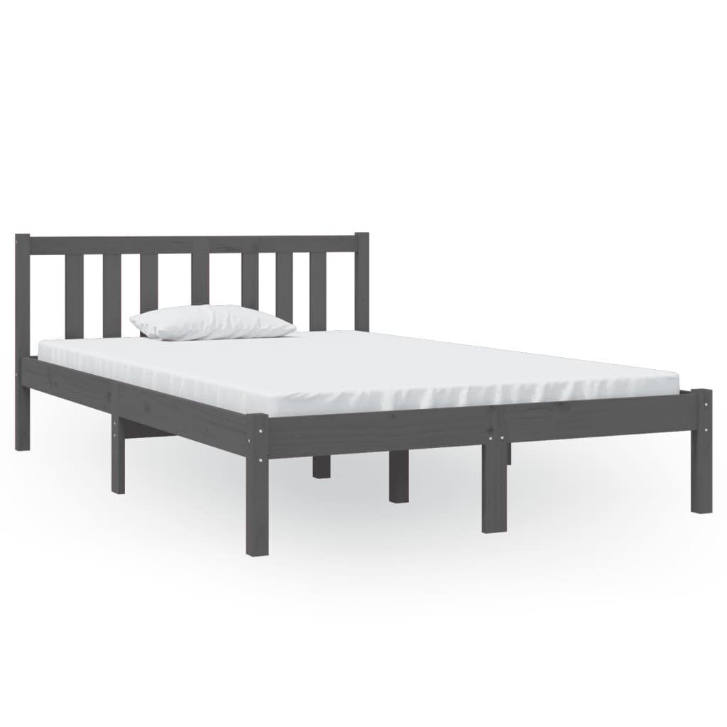 Solid Wood Bed Gray 120x190 cm 4FT Small Double