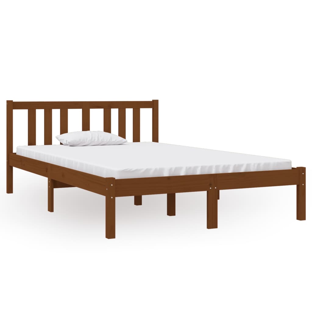Solid wood bed honey brown 120x190 cm 4FT Small Double