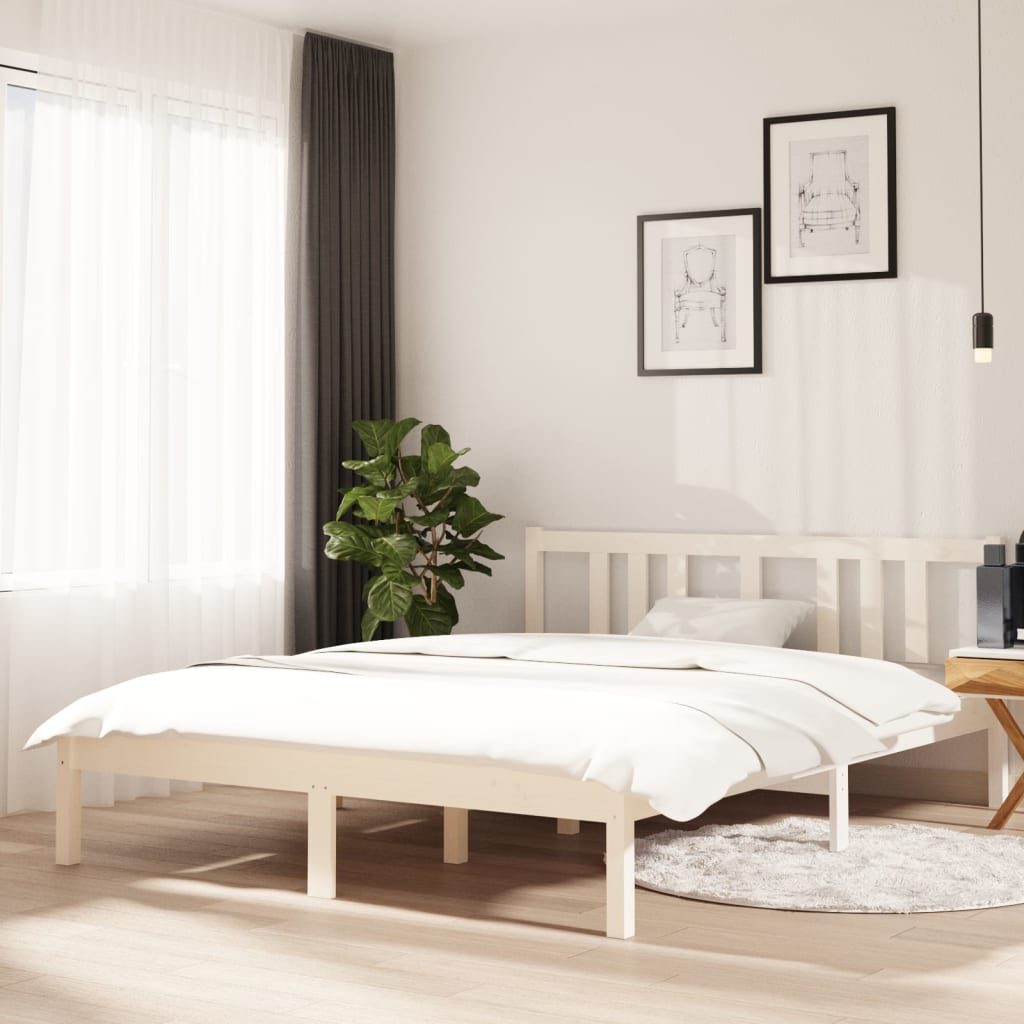 Solid wood bed white 140x190 cm