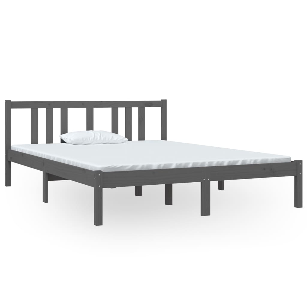Solid wood bed gray 140x190 cm